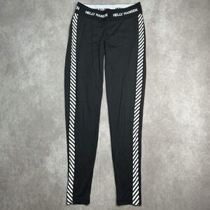 Helly Hansen Lifa Pants Women's Large Black Thermal Base Layer Striped Leggings